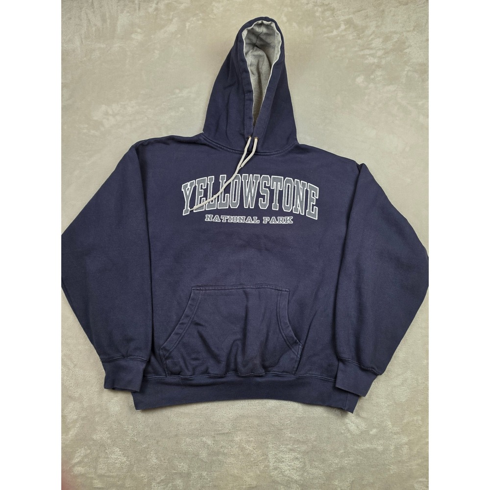 Prairie Mountain Hoodie Adult XL Navy Yellowstone National Park Sweatshirt Y2K